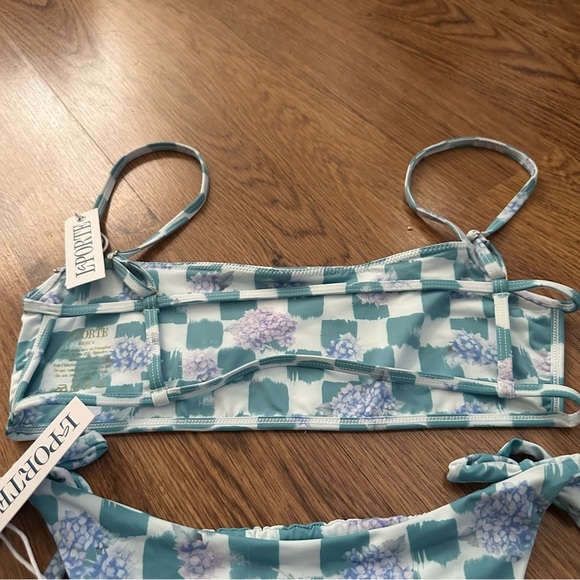 La Porte Blue Purple Checkered string  Bikini Medium NWT SEXY beach Swimwear - Picture 2 of 5
